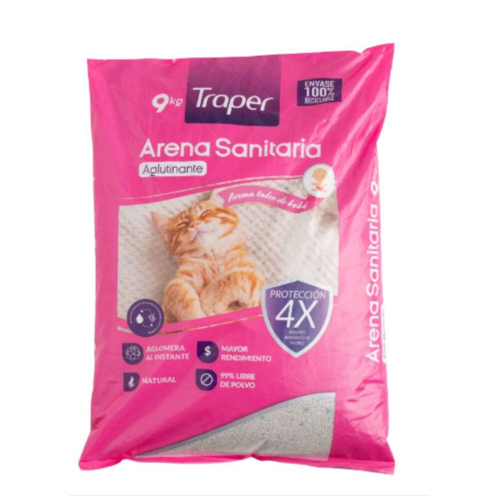 Arena Para Gatos Aglutinante Aroma Talco Bebe 9kg Traper image number 0.0